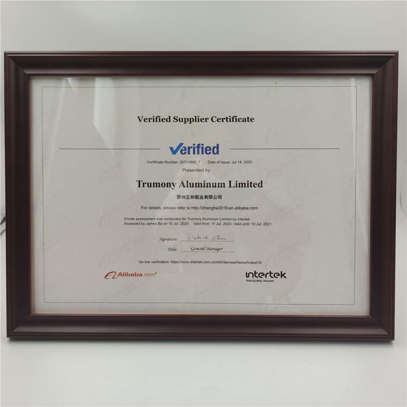 China Trumony Aluminum Limited Certificaten